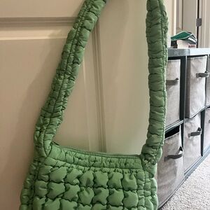 Green Quilted Shoulder Bag